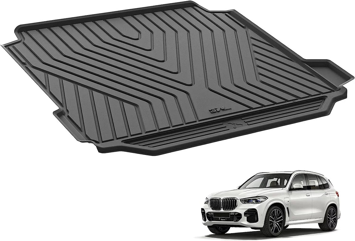 3W Cargo Liner Fit for 2019-2024 BMW X5 All Weather TPE Mats Custom Fit BMW X5 Trunk Liner Heavy Duty Trunk Mat Black (Not for Hybrid and with Sizeide Netting Kit) TPE