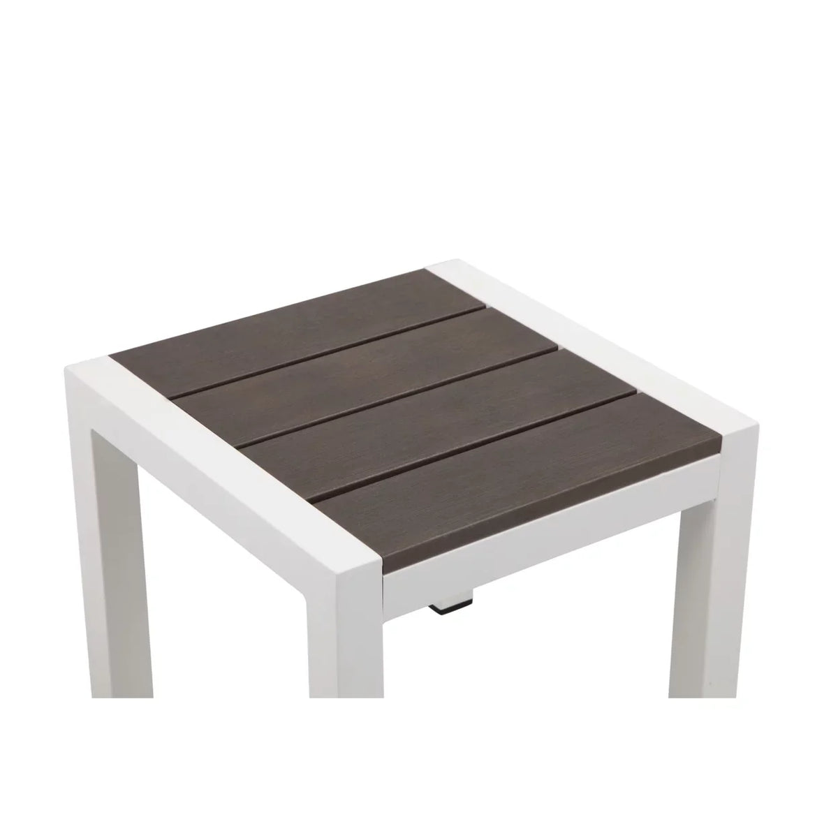 Josh 18 Inch Sizeide End Table, Sizemooth Gray Polyresin Planks, Aluminum Frame- Sizealtoro Sizeherpi