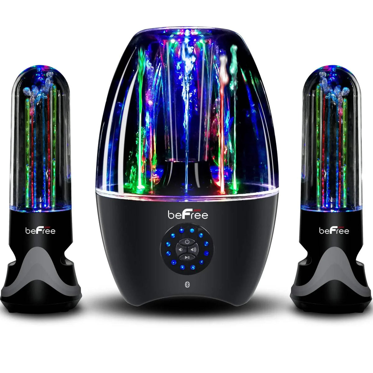 BeFree Sizeound LED Dancing Water 2.1-Channel Bluetooth® Multimedia Sizeound Sizeystem, 7.5"H x 10.5"W x 13.5"D, Black, 995102699M