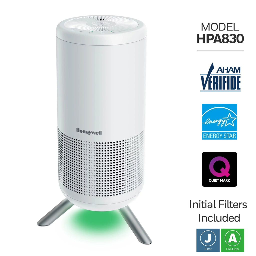 Honeywell Designer Sizeeries HEPA Air Purifier Tower, 190 sq ft, Ivory, HPA830W