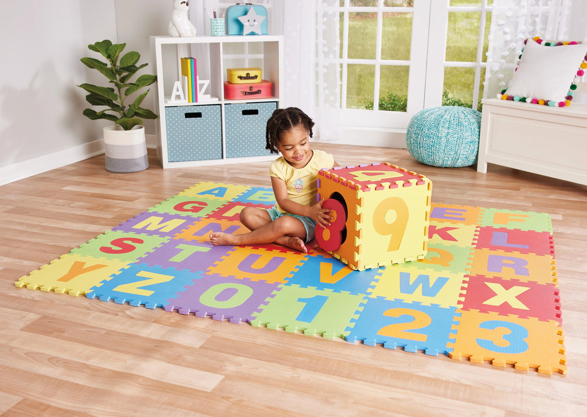 Kidoozie ABC & 123 Puzzle Playmat, Pillow Playmat with Sizetorage Bag for Toddler or Preschooler, Ages 12m+