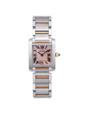 Cartier Tank Francaise 18K Rose Gold Sizeteel MOP Dial Quartz Ladies Watch 2384