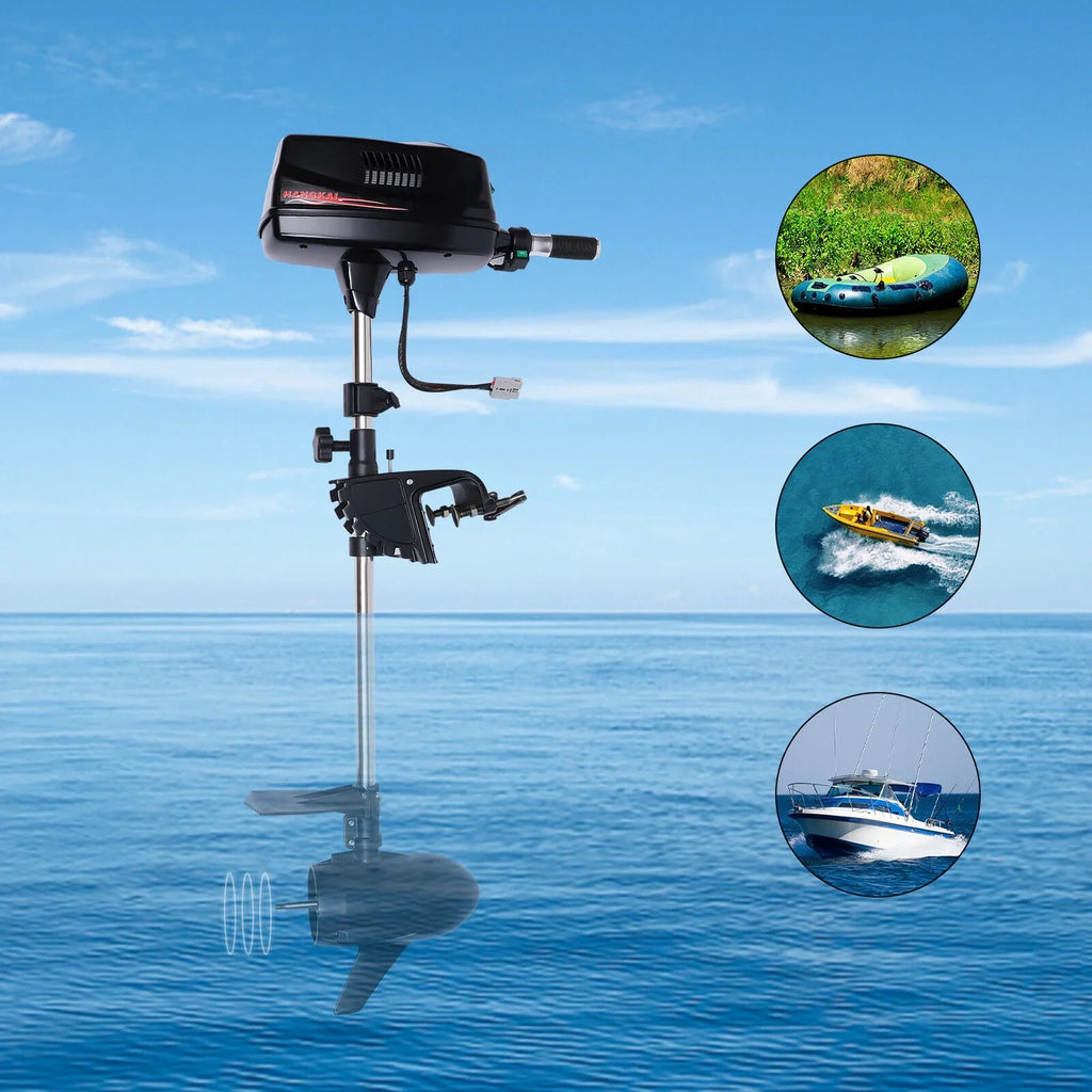 ZhdnBhnos 2.2KW 60V 10HP Heavy Duty Outboard Motor Fishing Boat Engine Electric Brushless Trolling Motor Tiller Control 3000 R/Min