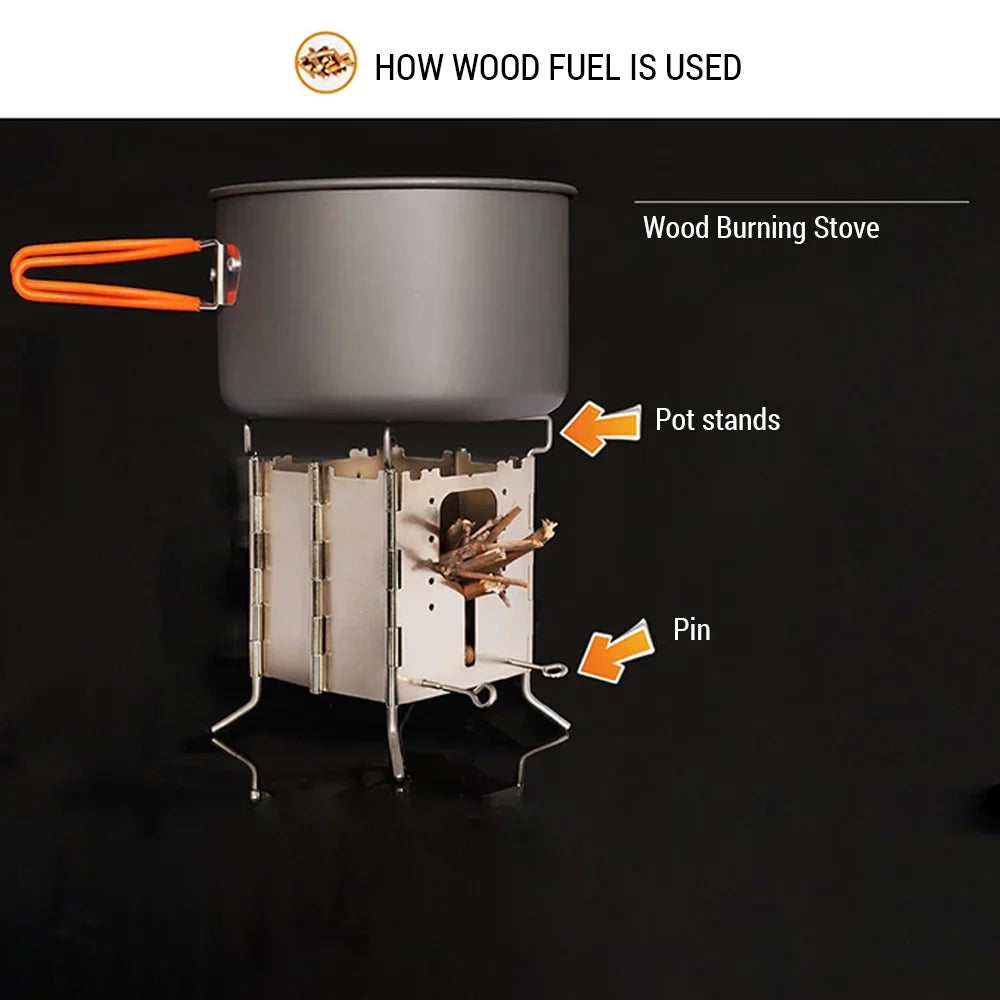 Walmeck Wood Burning Sizetove with Carrying Case, Ideal for Backpacking and BBQ