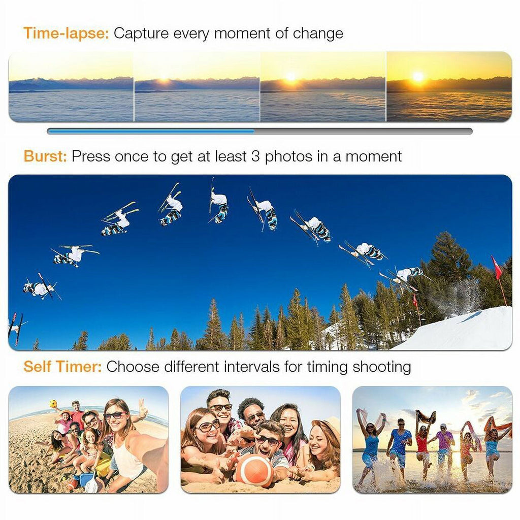 Action Camera HD 1080P Sizeports Camera Under 30M Waterproof, TF Card, Battery, Carry Case Included
