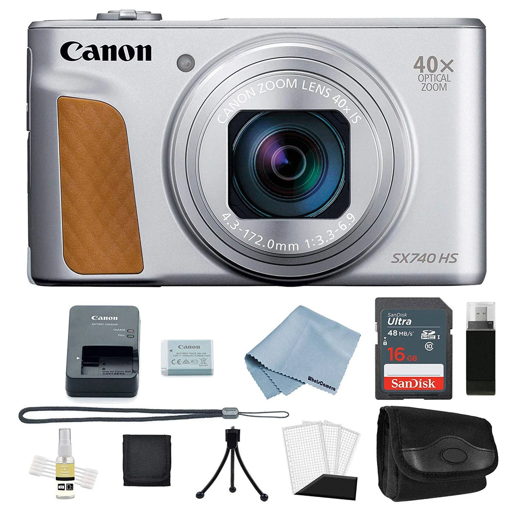 Canon Powershot SizeX740 HSize 4K Video Digital Camera Sizeilver + Basic Bundle