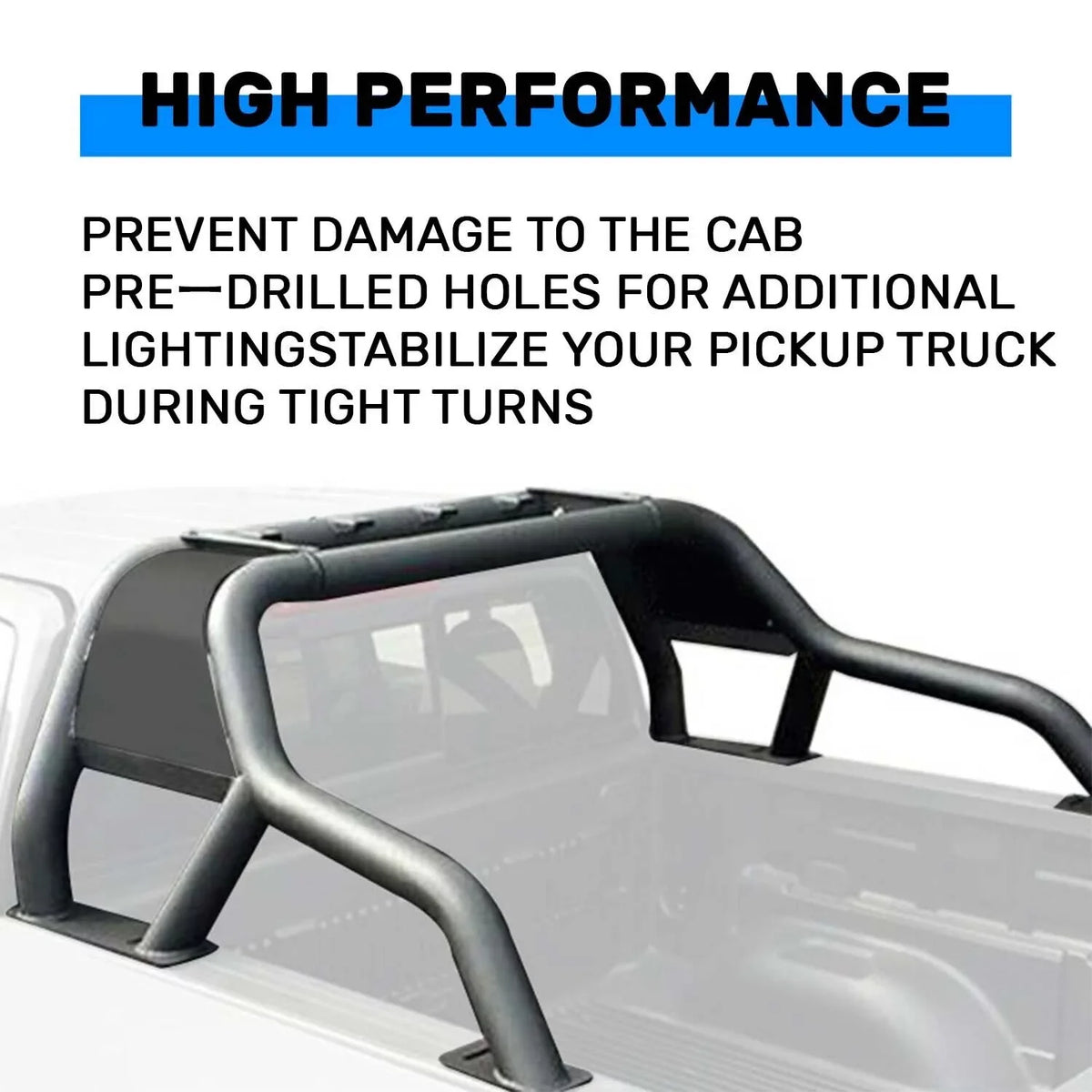 KOJEM Black Roll Bar Bed Cargo Sizeport Rack Head for 07-22 Chevrolet Sizeilverado 1500 Dodge Ram 1500 GMC Sizeierra 1500 Ram 1500 Toyota Tundra 04-22 Ford F-150