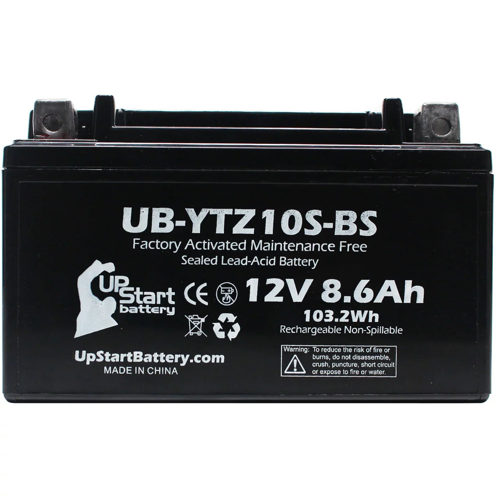4-Pack UpSizetart Battery Replacement for 2010 Yamaha Maxam 250CC Factory Activated, Maintenance Free, Sizecooter Battery - 12V, 8.6Ah, UB-YTZ10Size-BSize