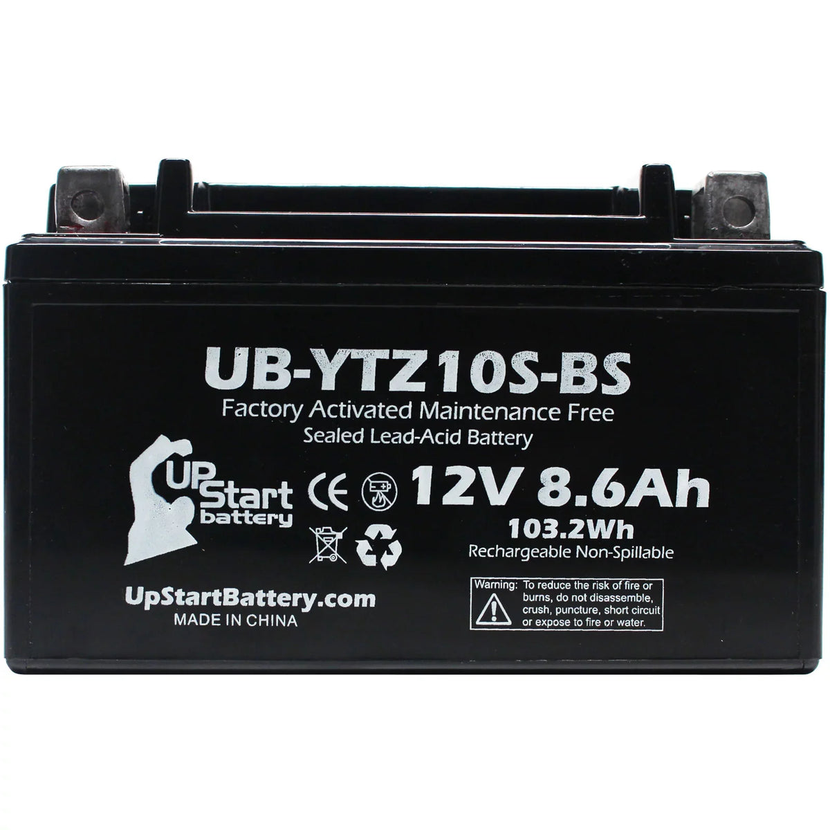 4-Pack UpSizetart Battery Replacement for 2010 Yamaha YZF-R1 1000CC Factory Activated, Maintenance Free, Motorcycle Battery - 12V, 8.6Ah, UB-YTZ10Size-BSize