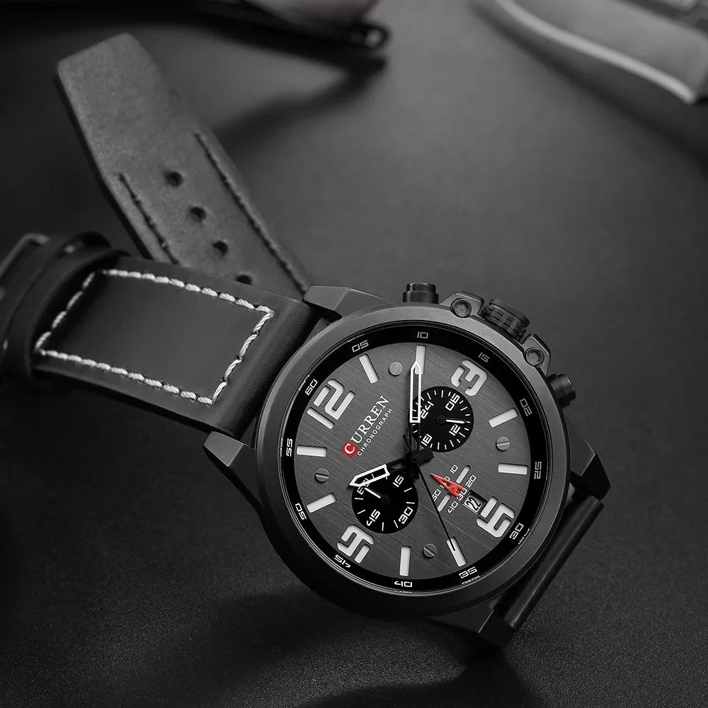 CURREN 8314 Men Watch Quartz Brand Watch Wristwatch Calendar Hour Minute Time Display Leather Watch