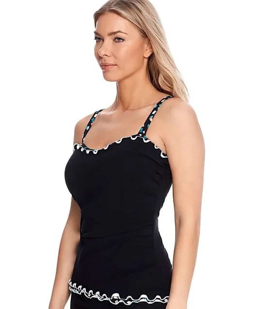 Profile by Gottex BLACK Gin Fizz Underwire Tankini Sizewim Top, USize 34F, UK 34E
