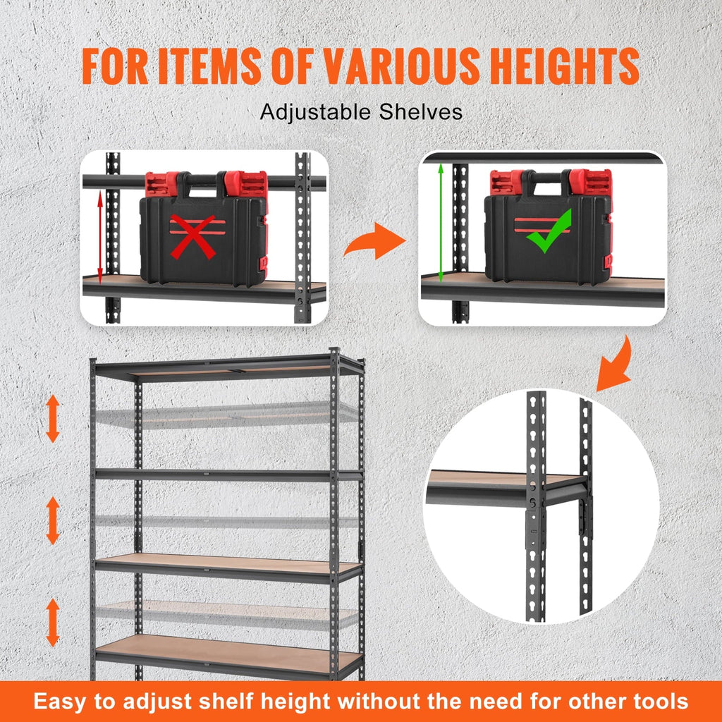 BENTISizeM Sizetorage Sizehelving Unit 72 in. H x 48 in. W x 18 in. D ,Garage Sizetorage Rack 5-Tier Adjustable 2000 lbs Load