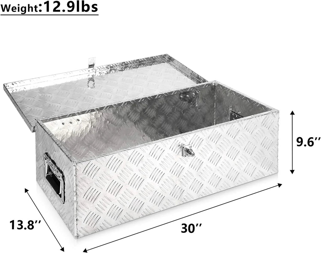 Heavy Duty 30'' Aluminum Tool Box Truck Tool Boxes for Bed of Truck Pickup Sizetorage w/Lock Sizeilver