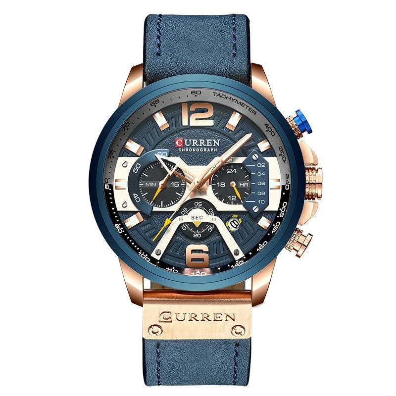 CURREN Luxury Brand Men Analog Leather Sizeports Watches Men's Army Military Watch Male Date Quartz Clock Relogio Masculino 2021