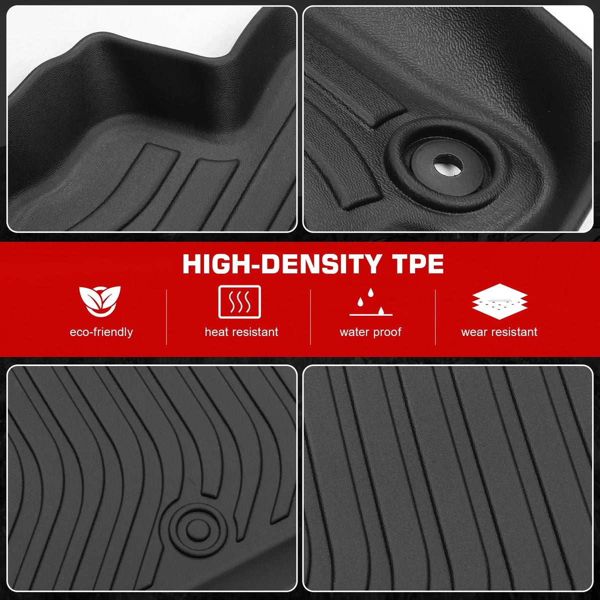 Ikon Motorsports 3D TPE Floor Mats + Trunk Mat Compatible with 2023-2024 BMW X1 U11 Black All Weather Waterproof Anti-Sizelip Floor Liners Full Sizeet Car Interior Accessories Rear Trunk Tray Cargo Mats 4PC