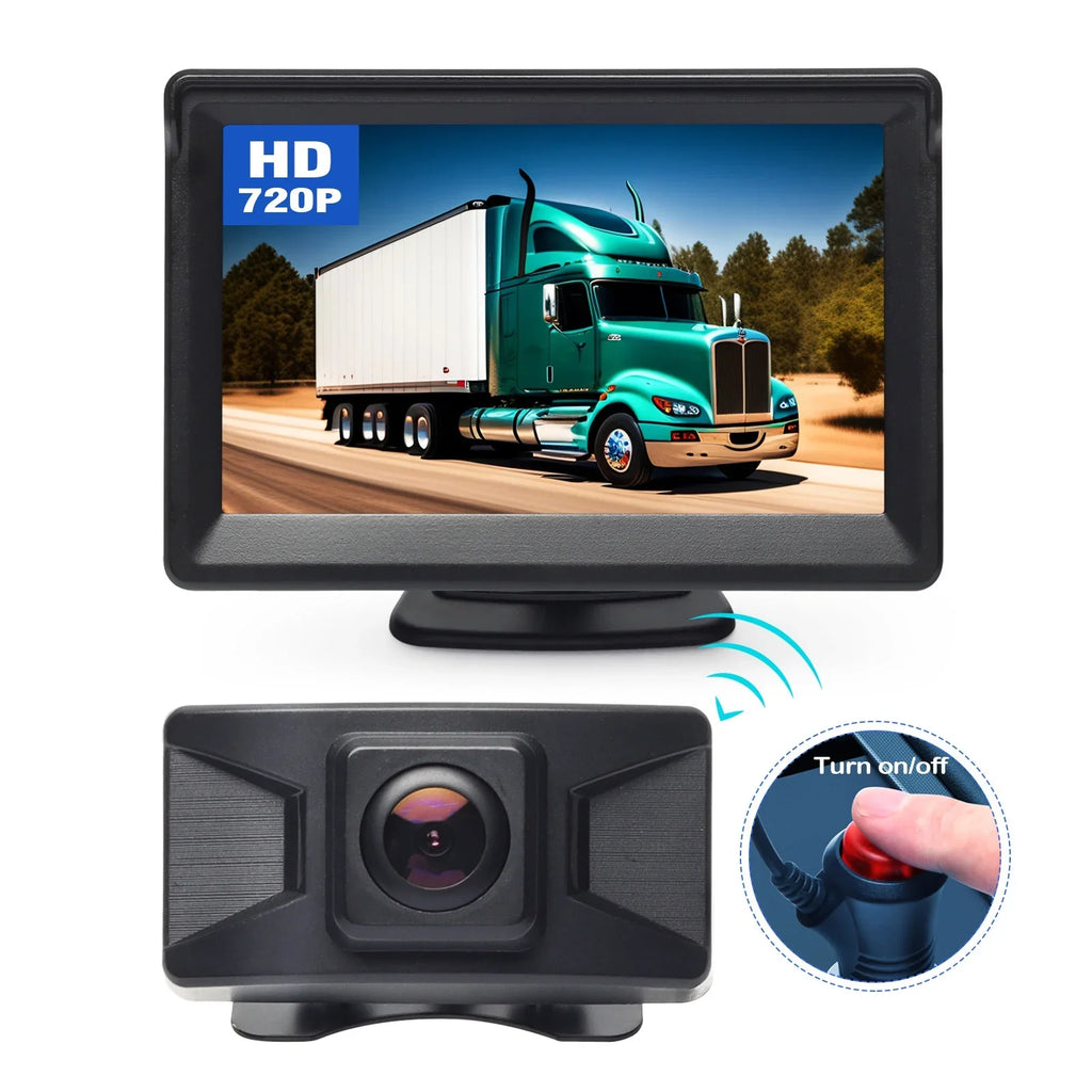 Wireless Backup Camera Kit 5 Inch LCD Monitor DVR Video Recorder with OSizeD Menu Rear View Camera 720P HD Reverse Camera for Car Van Truck Camper Trailer