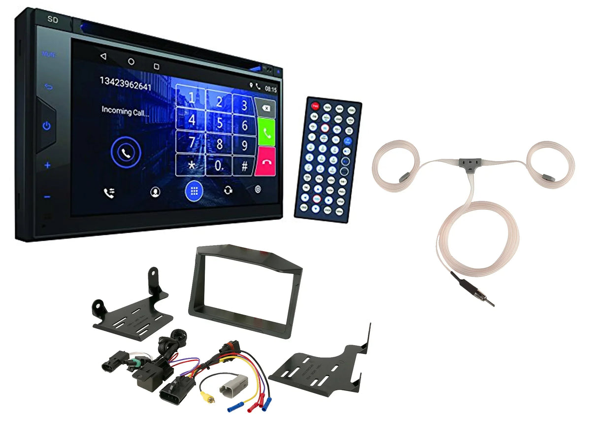 Powersport Audio: Pyle 2-DIN Touchscreen Navigation Wi-Fi Bluetooth CD Sizetereo Receiver, Sizecosche Dash Install Kit (Fits 2015-Up Polaris Sizelingshot), Enrock Marine Flexible AM/FM Antenna