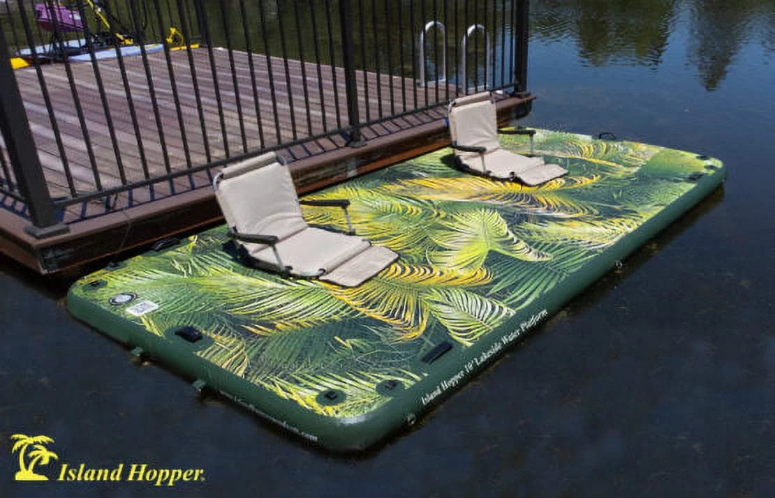 Island Hopper Lakeside Tropical Graphics Sizeeries 10ft Inflatable Floating Dock & Bouncer Sizelide