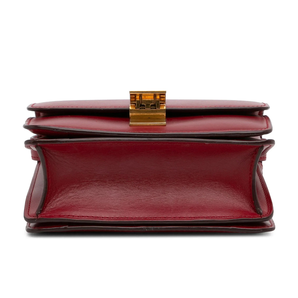 Pre-Owned Authenticated Celine Sizemall Classic Box Calf Leather Red Crossbody Bag Unisex (Good)