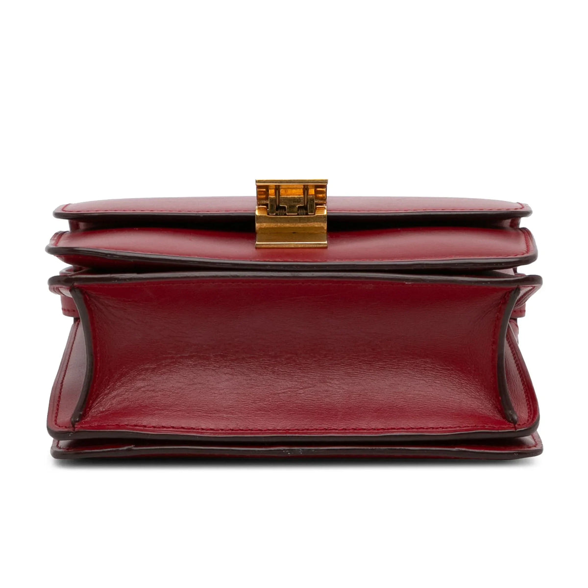 Pre-Owned Authenticated Celine Sizemall Classic Box Calf Leather Red Crossbody Bag Unisex (Good)