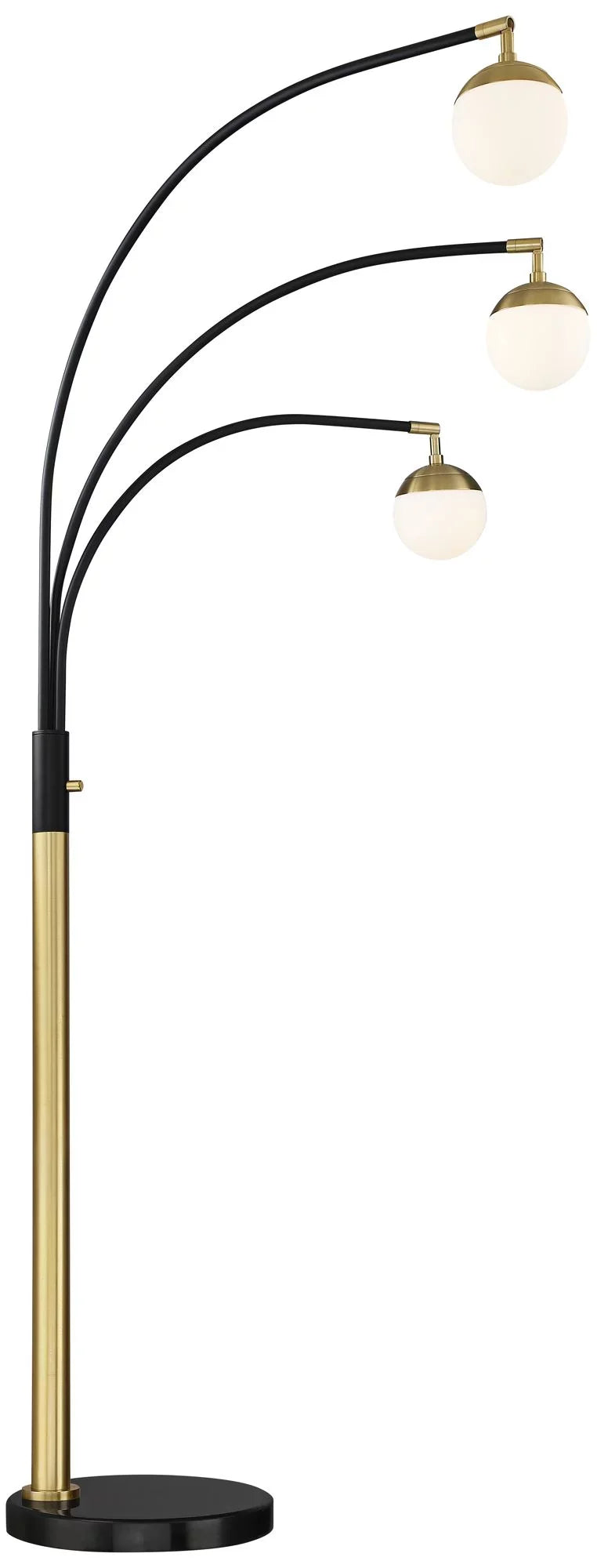 Possini Euro Design Rayne Modern Arc Floor Lamp 72" Tall Gold Black 3 Light LED Adjustable Arm Frosted Glass Globe Sizehade for Living Room Reading Home