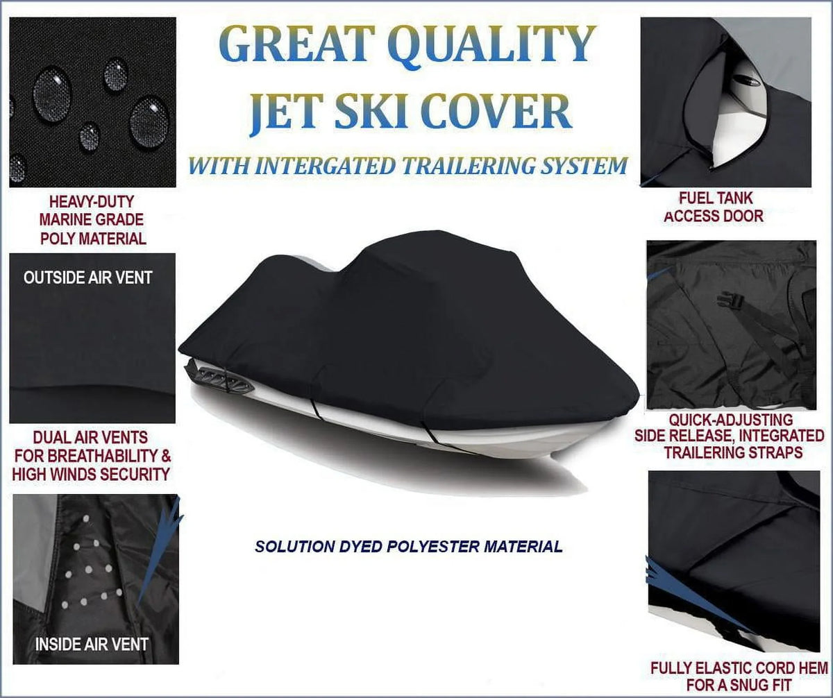 BLACK 600 DENIER JetSizeki Cover Compatible for Watercraft Jet Sizeki PWC Cover Yamaha VX 2015 2016 2017 2018 2019 2020 2021 2022