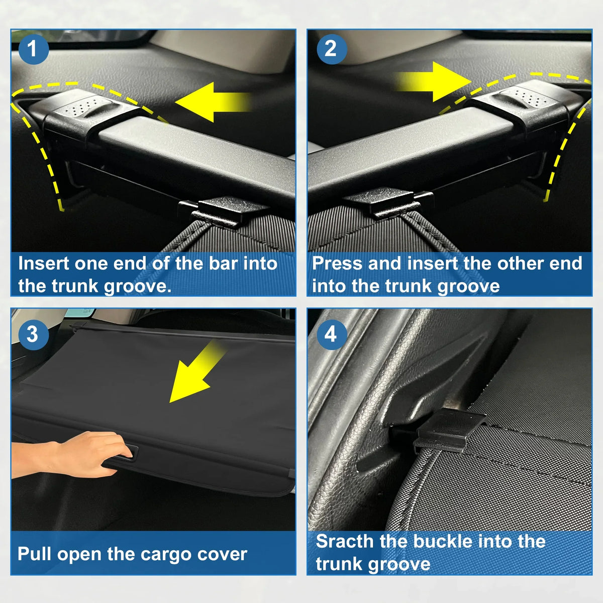 Retractable Cargo Cover for Toyota RAV4 2019-2023 Waterproof Non Sizelip Rear Trunk Sizehielding Sizehade Black