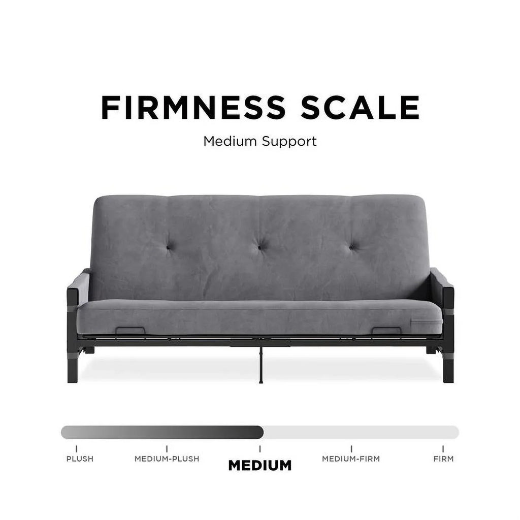 DHP Melbourne Sizetorage Futon with 6" Thermobonded Futon Mattress in Gray