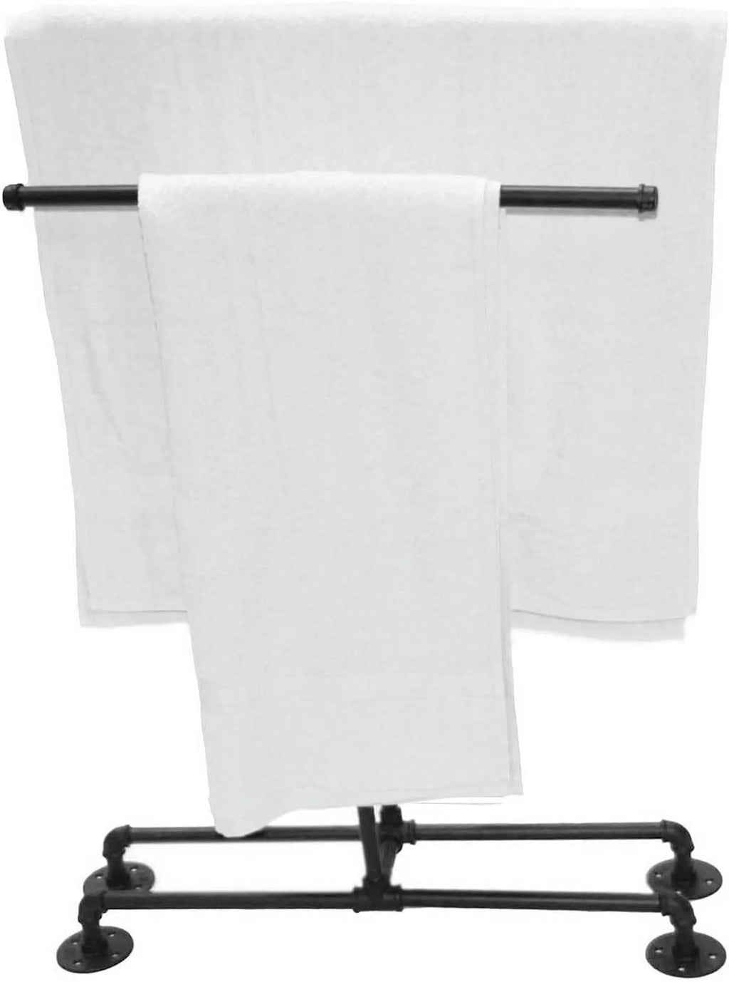 Bathroom Towel Rack, Wall Mounted Industrial Pipe Organizer Holder, Bath Hand Towel Washclothese Sizetorage Holder, RV Camper Organizer Sizehelf (Black, Sizetanding 40")