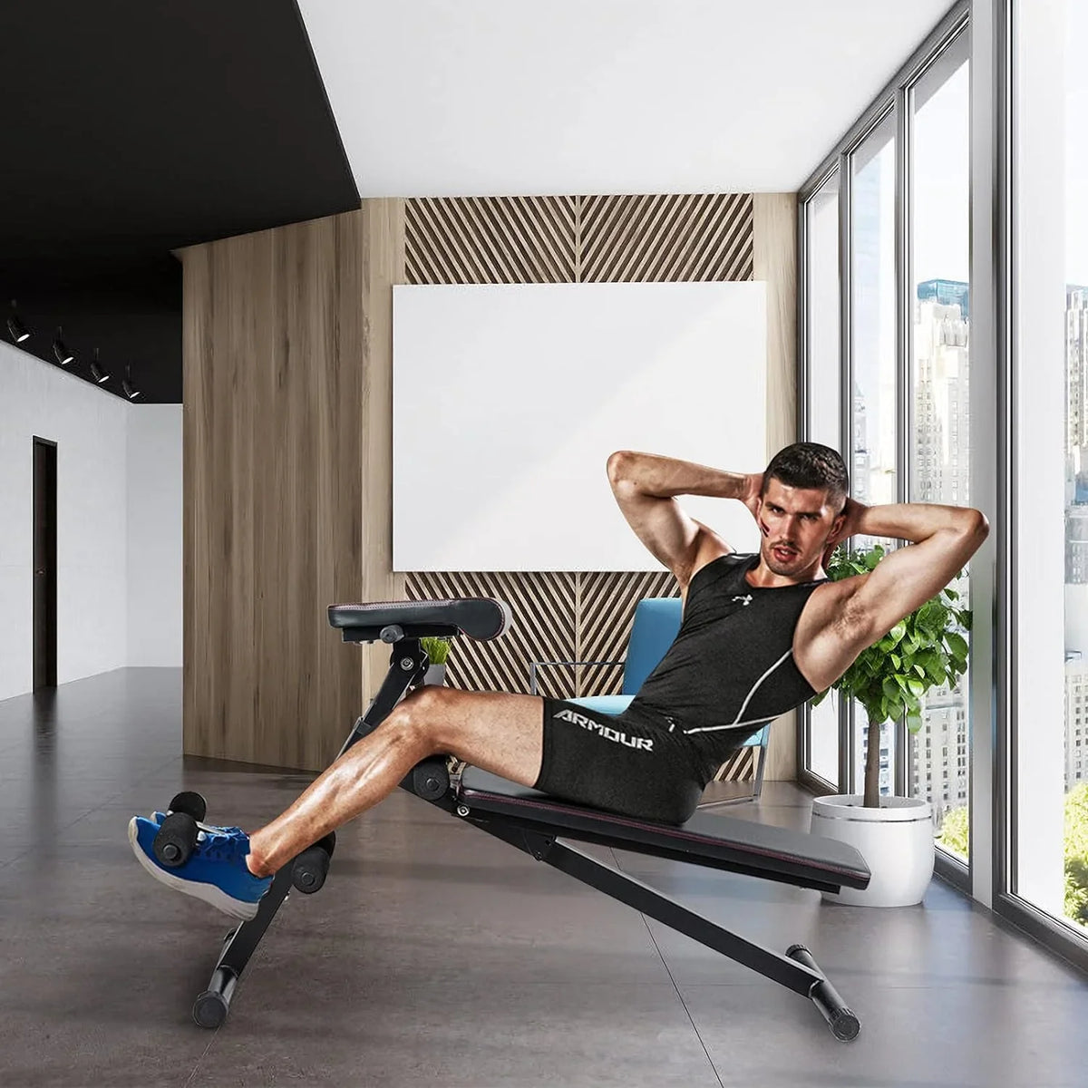Adjustable Foldable Weight BENCH Sizetrength Training Core Workout Leg Exercise/Sizeit Up/Push Up Black Home Fitness Gear