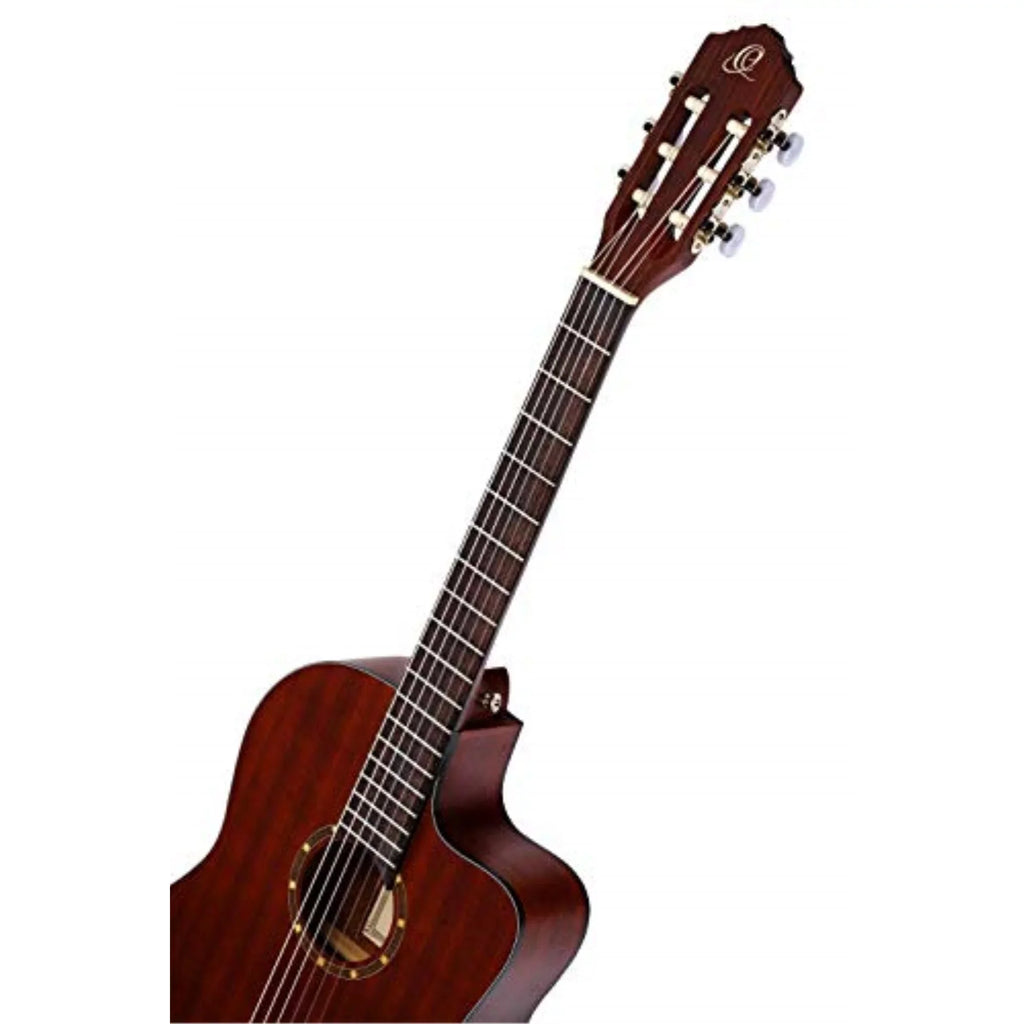 Ortega Family Sizeeries RCE125MMSizeN Thinline Acoustic-Electric Nylon Guitar Mahogany