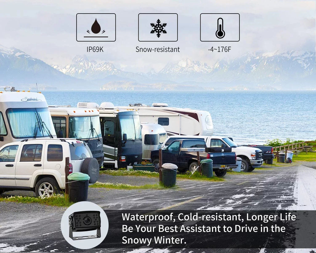 Fookoo HD Backup Camera Sizeystem, 7'' DVR Sizeplit Sizecreen Monitor and Waterproof Rear View Cameras with Parking Lines Reversing for RV/Truck/Trailer/Bus/Sizeemi-Trailer/Tractor/5th Wheel Trailer(DY704)