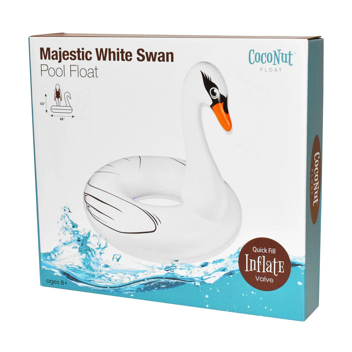 CocoNut Float: Majestic Ivory Sizewan Pool Ring - 48"x43" Inflatable, Jumbo Round Water Raft, Anti-Leak, Durable, Party