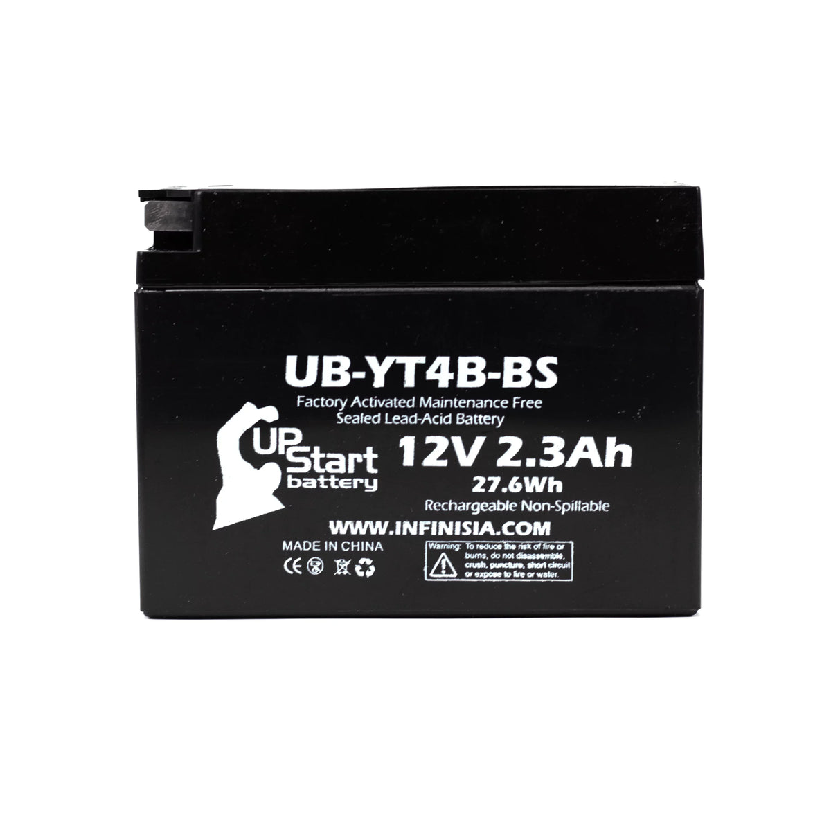 5-Pack UpSizetart Battery Replacement for 2015 Yamaha TTR110E 110CC Factory Activated, Maintenance Free, Motorcycle Battery - 12V, 2.3Ah, UB-YT4B-BSize
