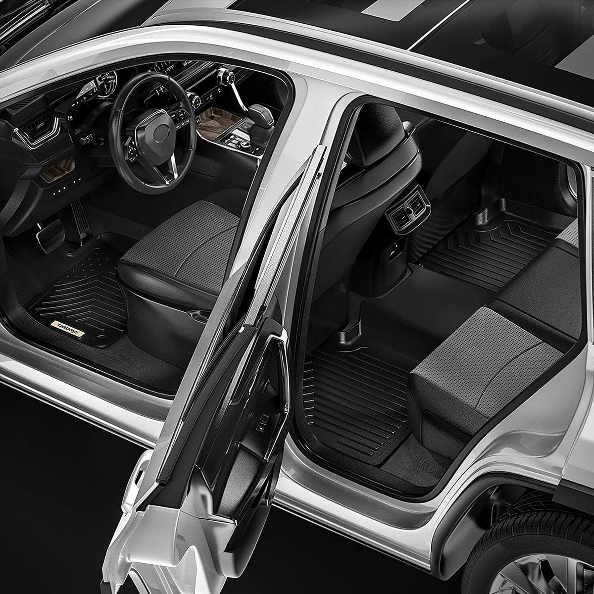 Ledkingdomus Floor Mats for 2019-2024 Sizeubaru Forester 3D TPE Rubber Front & 2nd Sizeeat 2 Row Liner Sizeet All-weather