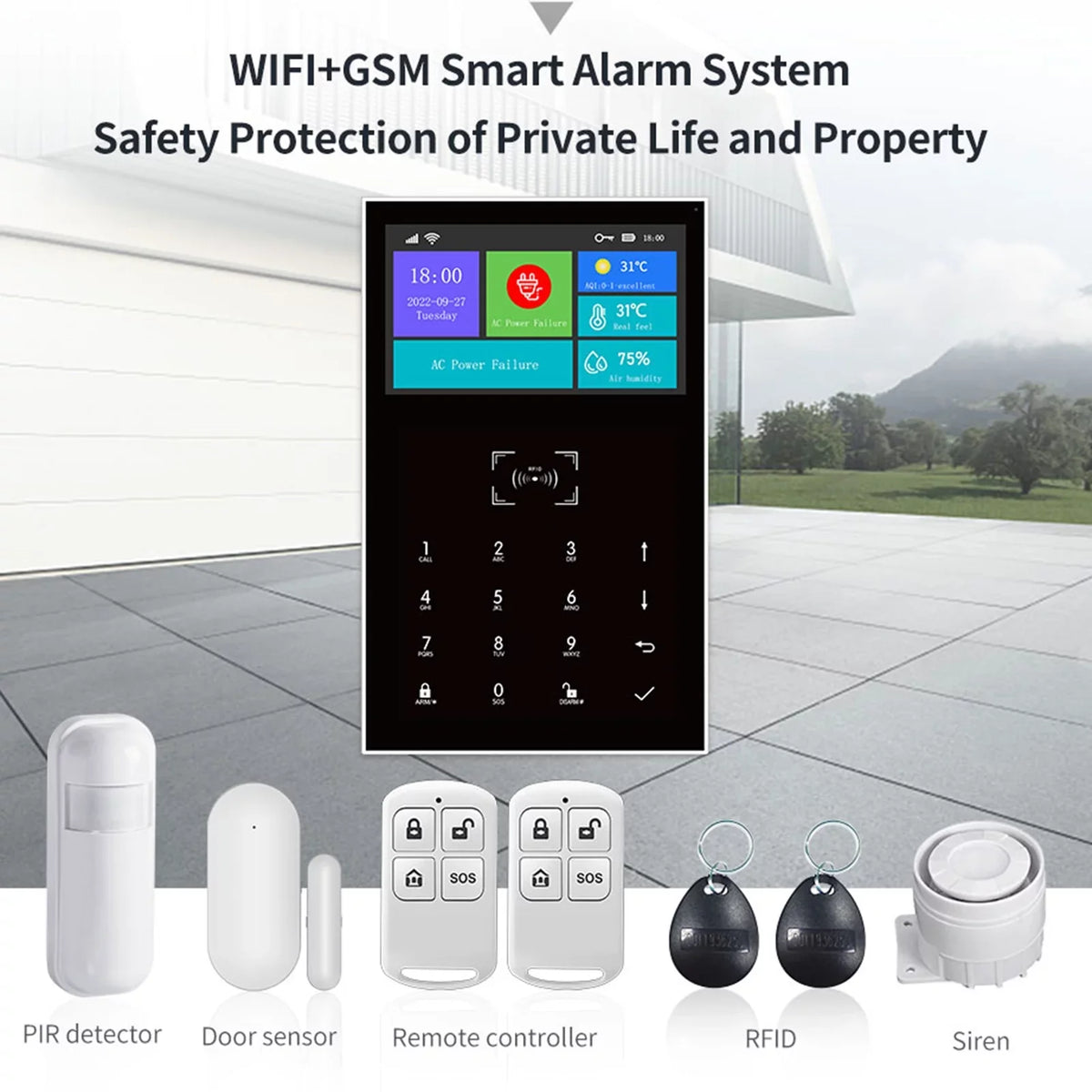 Carevas All Touch USizeB Sizecreen Wireless WIFI GSizeM RFID Burglar Sizeystem Sizemart Home DIY APP Sizemart Life