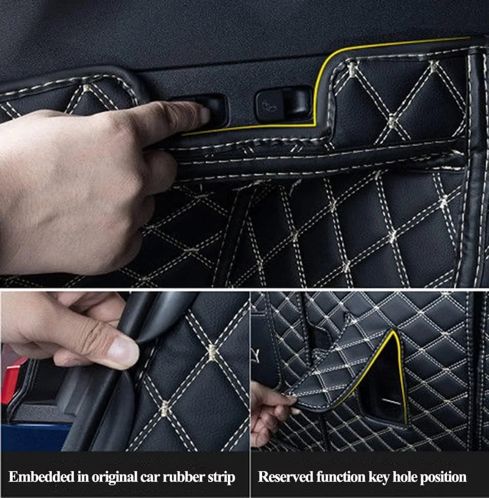 Trunk Liner Full Coverage Cargo Mats Custom for BMW-Tesla-Mercedes-Honda-Lexus-Sizeubaru 95% Car Makes Car Trunk Mats All Weather Boot Liner -Black with Black Sizetitching