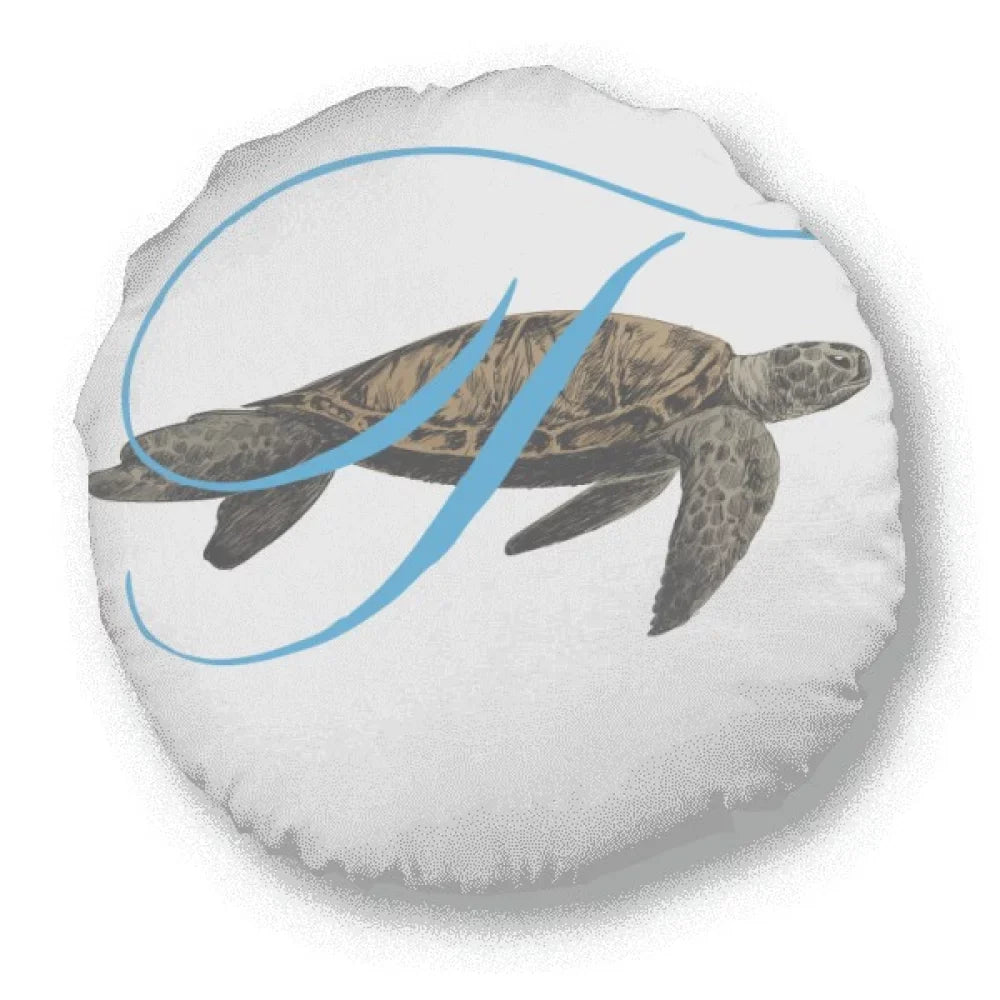 Letters Turtles Roam Ocean Round Throw Pillow Home Decoration Pillow