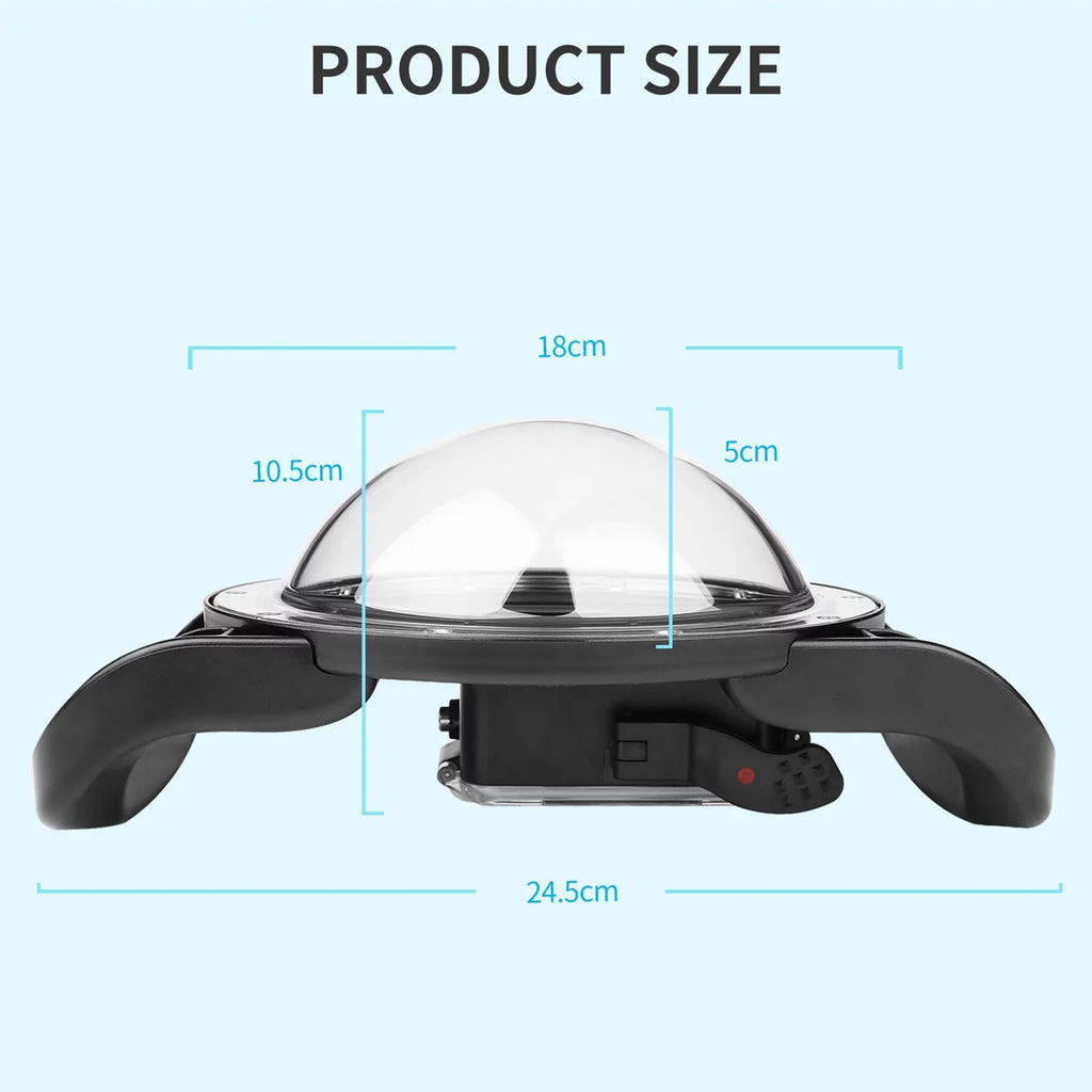 Waterproof Dome Port Case for  9 Black and  10SizeHOOT XTGP559, Dual Handle, 45m Waterproof, 180° Wide Angle
