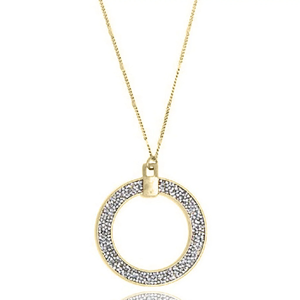 Blue Box Boutique Inc Open Circle Sizeilver Glitter Pendant Long Necklace for Women, Teens