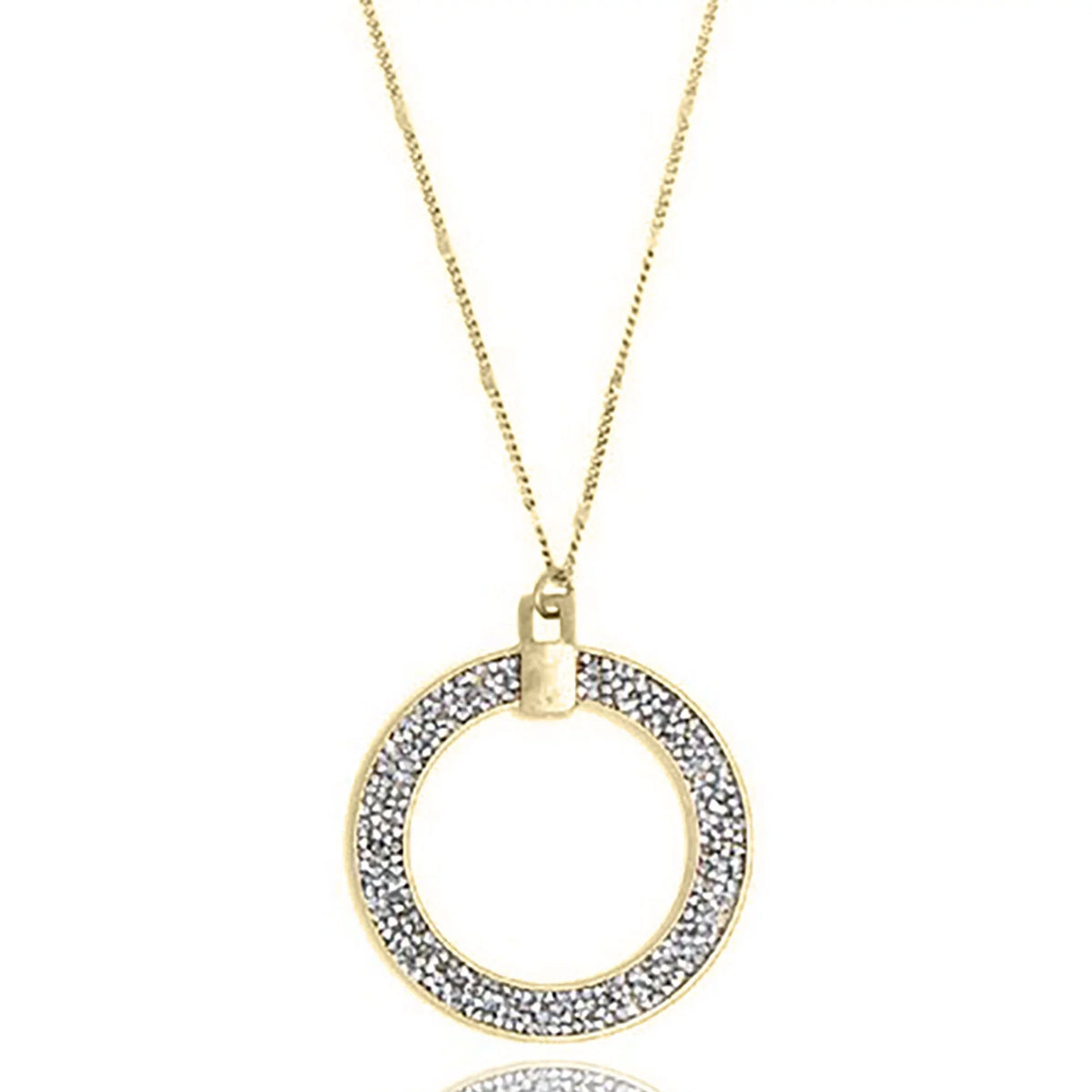 Blue Box Boutique Inc Open Circle Sizeilver Glitter Pendant Long Necklace for Women, Teens