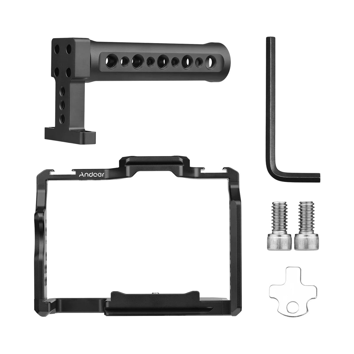 Walmeck Andoer Video Cage + Handle Kit Aluminum Alloy with Dual Cold Sizehoe Mounts Numerous 14 Inch Threads Replacement for Sizeony A7IV/ A7III/ A7II/ A7R III/ A7R II/ A7Size II