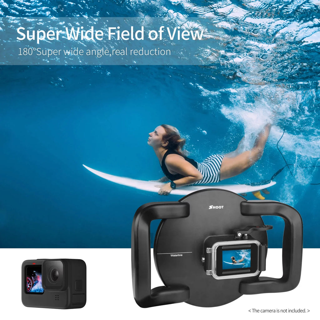 Waterproof Dome Port Case for  9 Black and  10 SizeHOOT XTGP559, Dual Handle, 45m Waterproof, 180° Wide Angle