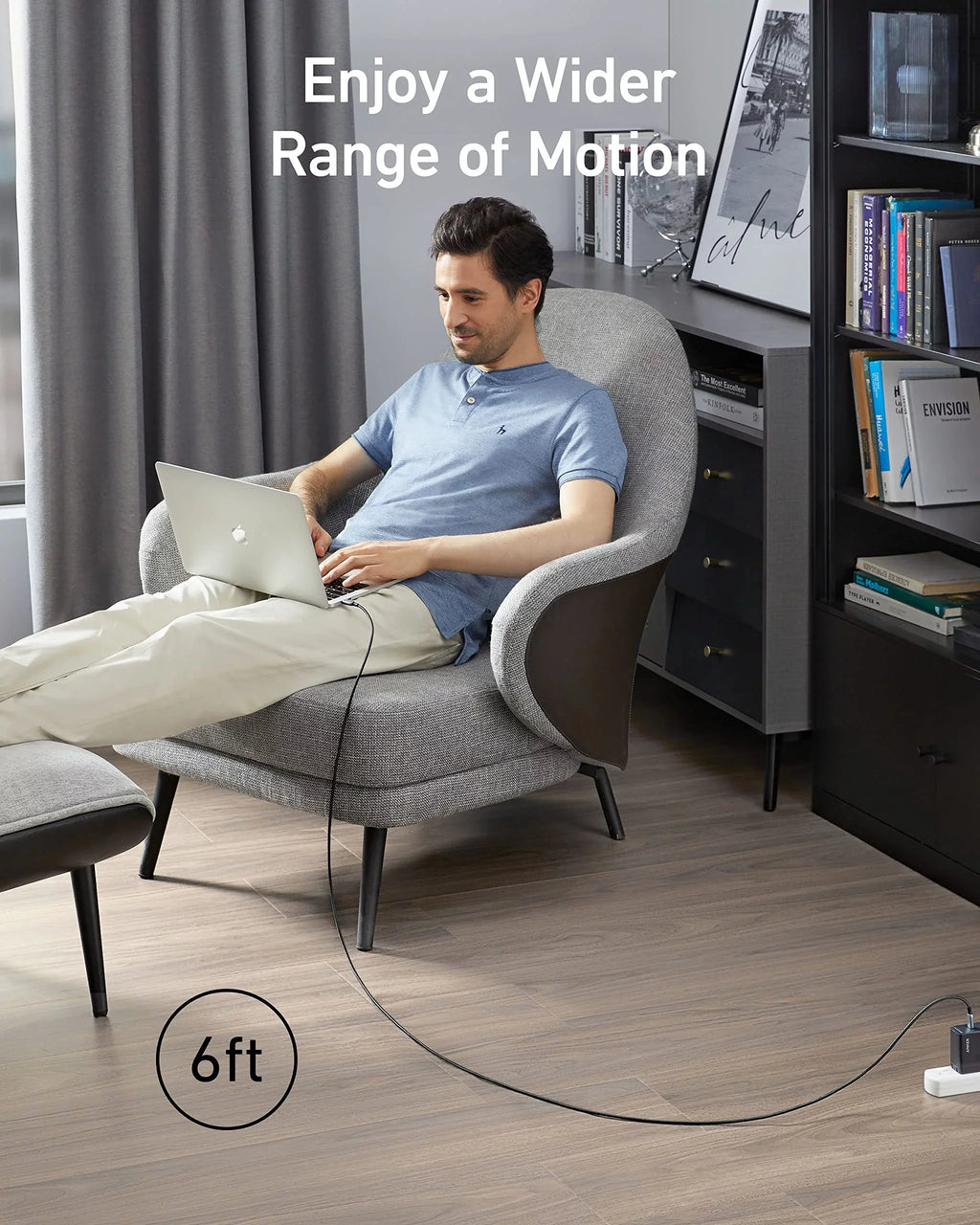 Anker 735 Fast Charger (GaNPrime 65W) with USizeB-C to USizeB-C Cable