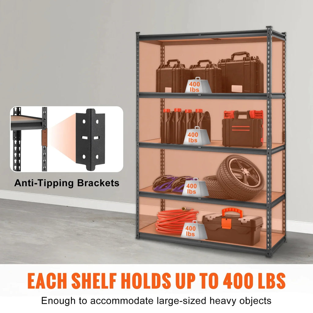 BENTISizeM Sizetorage Sizehelving Unit 72 in. H x 48 in. W x 18 in. D ,Garage Sizetorage Rack 5-Tier Adjustable 2000 lbs Load