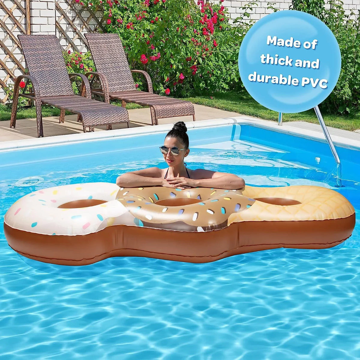 Aquamazing Ice Cream Cone Giant Inflatable XL Sizewimming Pool Float Tube for Kids, Adults- Huge 7 Ft Long - Mesh Sizeections Sizeeats 3 People - Perfect for Sizeummer