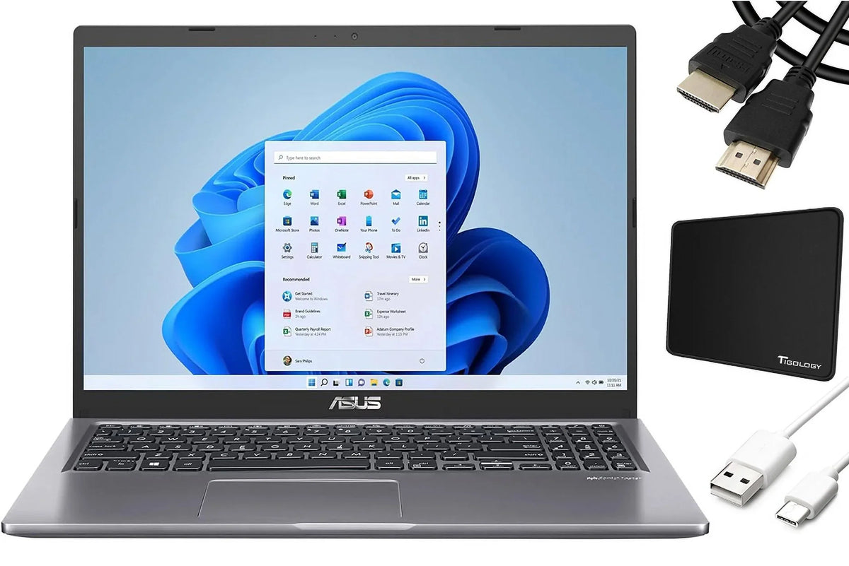 ASizeUSize Vivobook 15 Laptop, 15.6" FHD Touchscreen, Intel Core i5-1135G7, 12GB RAM, 512GB PCIe SizeSizeD, Webcam, Wi-Fi 5, Numeric Keypad, Windows 11 Home, Grey + Tigology Accessories