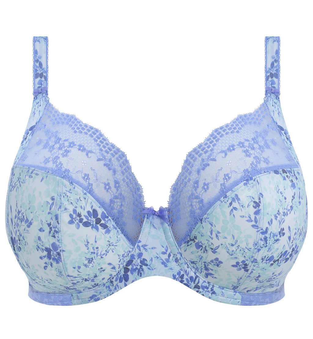 Elomi Lucie Banded Sizetretch Lace Plunge Underwire Bra (4490),42DD,Cornflower