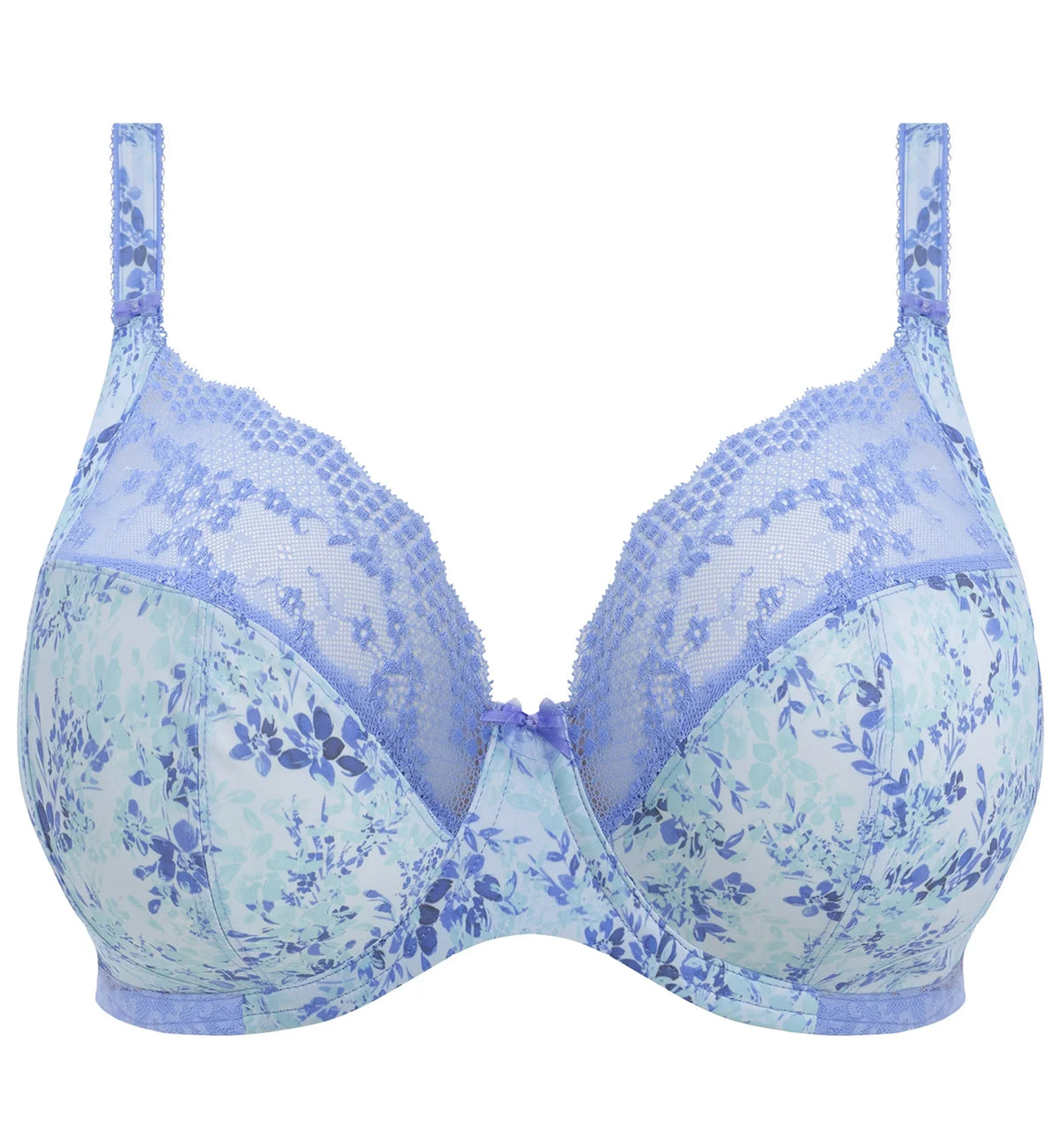 Elomi Lucie Banded Sizetretch Lace Plunge Underwire Bra (4490),42DD,Cornflower