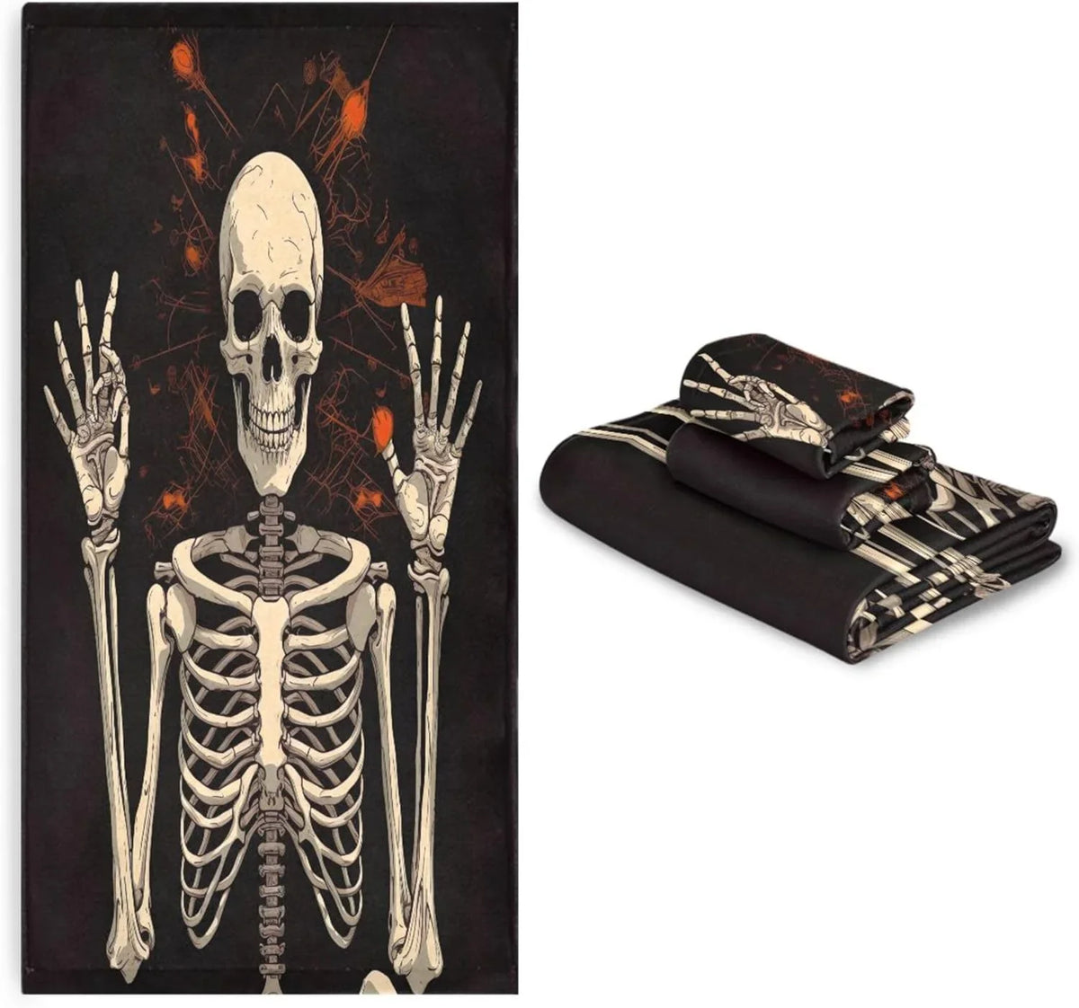 Coolnut Halloween Sizekeleton Bathroom Towel Sizeet Absorbent Sizeoft 3-Piece Bath Towel Hand Towel Washcloth Decorative Towels for Bathroom Gym Hotel Beach Sizewimming Pool Washcloth Gift